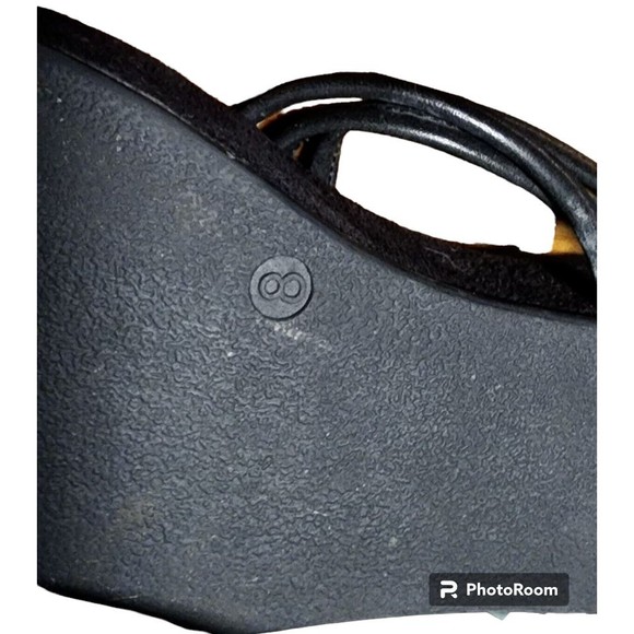 Bjorndal Black Leather Sandals Size 8 Gold Hardware - Picture 6 of 7